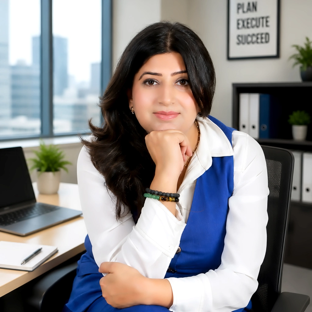 Belaloom Founder sitting in warm creative workspace